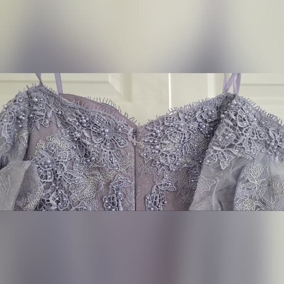 Stunning Genuine Cinderella Divine Light Violet Mermaid Lace Gown size 8 - Picture 6 of 15